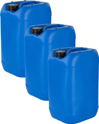 Produktbild von kanister-vertrieb® 3 Stück 25 Liter 25 L Kanister Camping Outdoor Wasserkanister lebensmittelecht Farbe blau inkl. Etikett (3x25 knb)