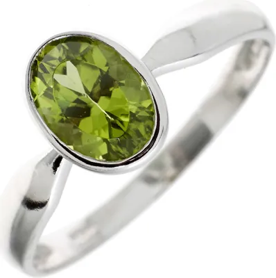 Produktbild von JOBO Damen Ring 925 Sterling Silber rhodiniert 1 Peridot grün Silberring Größe 50