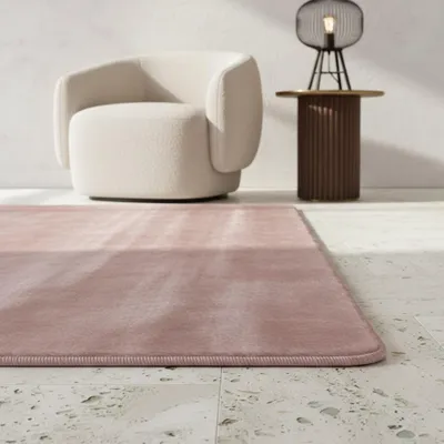 Produktbild von Designteppich Uni Pflegeleicht Waschbar Strapazierfähig | Rund Rosa 200x200 cm Wohnzimmer Schlafzimmer Gekettelt | ISAR – Kadima Design
