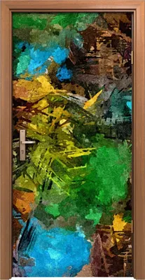Produktbild von Türposter 90x200 cm Türaufkleber Türtapete Türfolie Klebefolie abstraktes psychedelisches Aquarell