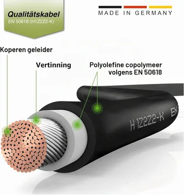 Obrázok produktu pre Predlžovací kábel na solárne panely, kábel na pripojenie solárnych panelov - červený/čierny, 4 mm², vrátane konektorov, dĺžka 2 x 0,5 m