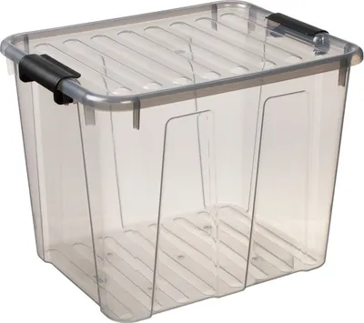 Produktbild von Home Box Aufbewahrungsbehälter mit Deckel Klickverschluss Aufbewahrungsbehälter Box Stapelbar 40L Transparent - Grau