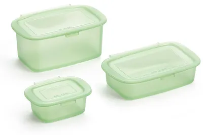 Zdjęcie produktu dla Lekue - Pojemniki do żywności bez plastiku 0,2L/ 0,5L/ 1L 3szt Zielony