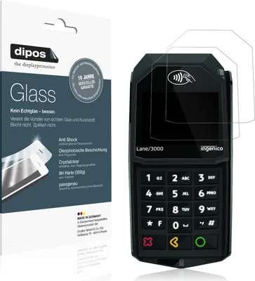 Produktbild von 2x Schutzfolie für Ingenico Lane 3000 - Anti-Shock 9H Folie dipos Glass Kunststoffglas