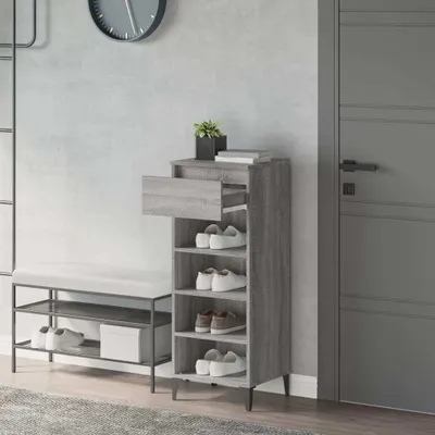Produktbild von The Living Store Schuhregal Grau Sonoma 40x36x105 cm Holzwerkstoff
