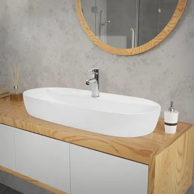Produktbild von LuxeBath Waschbecken Aufsatzwaschbecken Oval, 80x40x12 cm, Weiß glänzend, aus Keramik