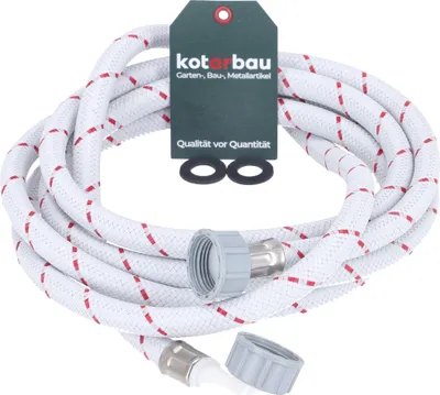 Produktbild von KOTARBAU® Waschmaschinen Zulaufschlauch 3M x ⌀ 13 mm Panzerschlauch Spülmaschine Schlauch 3/4 Zoll Bogen/Gerade Geschirrspüler Ersatzteile Zulaufschlauch mit Dichtung Wasserzulaufschlauch