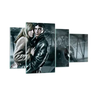 Produktbild von Bilder auf glas - Liebe Paar Avionik Flugzeug klassisches Flugzeug - 120x70cm - Glasbilder - Wandbilder - Kunstdruck - Wanddekoration aus Glas - Glas Bilder - Wandbild auf Glas - GDL120x70-0313