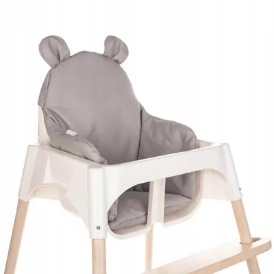 Produktbild von Sitzkissen kompatibel mit Ikea Antilop Hochstuhl – Hochstuhl Sitzbezug – Stuhlkissen für Kleinkinder – Handmade Baby Kissen - Teddy - Grau