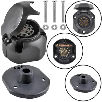 Produktbild von 13-poliges Anhänger Steckdosenset, inkl. Schraubenset und Befestigungsteckdose - Anhänger Steckdosen Adapter - Stecker