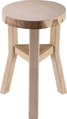 Produktbild von Sitzhocker ZAHORA geölt, Blumenhocker aus Paulownia Holz, Beistell Hocker ist naturbelassen, Pflanzenhocker rund mit Querbalken
