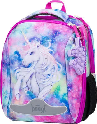 Produktbild von Baagl Schulranzen Jungen Mädchen 1. Klasse, Shelly Schultasche Jungs Grundschule, Leichter Kinder Hartschalen-Ranzen Schulrucksack mit Brustgurt (Unicorn)