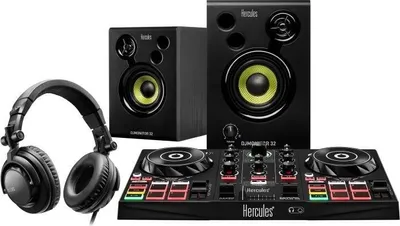 Immagine prodotto di Set completo per DJ, Hercules DJLearning Kit MK2, controller DJ Inpulse 200, altoparlanti DJMonitor 32, cuffie HDP DJ45, software e tutorial inclusi