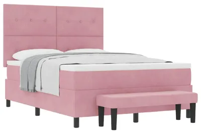Produktbild von Boxspringbett mit Kissen mit Kopfteil Rosa 200 x 140 cm Samt
