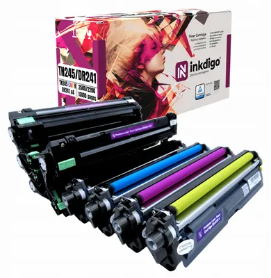 Produktbild von Inkdigo Tonerset DR241 TN241 für Brother DCP-9015CDW, DCP-9020CDW, HL-3140CW, HL-3150CDN – CMYK,, KI-generiertes Bild