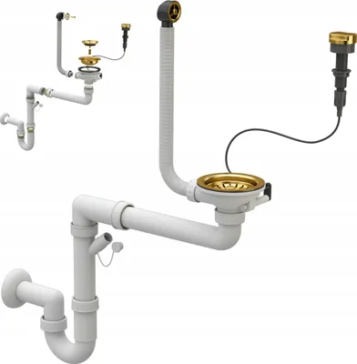 Produktbild von Gold Automatischer Wandsiphon 1 Fach Für Spülbecken
