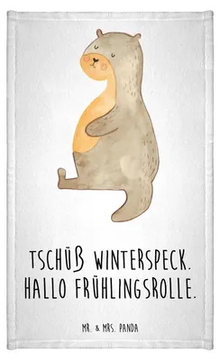 Produktbild von Mr. & Mrs. Panda Handtuch Otter Bauch - Weiß - Geschenk, Gästetuch, Frotteetuch, Sportmuffel, Winterspeck, gäste wc, Seeotter See, Mini-Handtuch, dick, Kleines