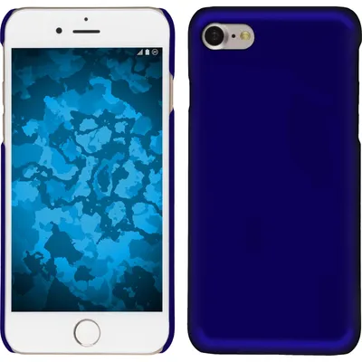 Produktbild von PhoneNatic Case kompatibel mit Apple iPhone 8 - Hülle blau gummiert Hard-case + 2 Schutzfolien