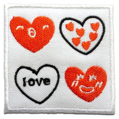 Produktbild von Love Liebe Vier Herzen - Aufnäher, Bügelbild, Aufbügler, Applikationen, Patches, Flicken, Zum Aufbügeln, Größe: 6,7 x 6,7 cm