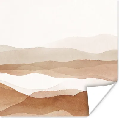 Produktbild von MuchoWow® Poster Aquarell - Natur - Braun 100x100 cm - Babyzimmer