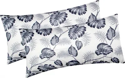 Produktbild von Baumwoll Renforcé Kissenbezug - 2er Set in 40x80cm - Tropische Blätter in Grau - Kopfkissen-Bezug, Kissenhülle, Dekokissenbezug aus 100% Baumwolle (K-031/2-Grau)