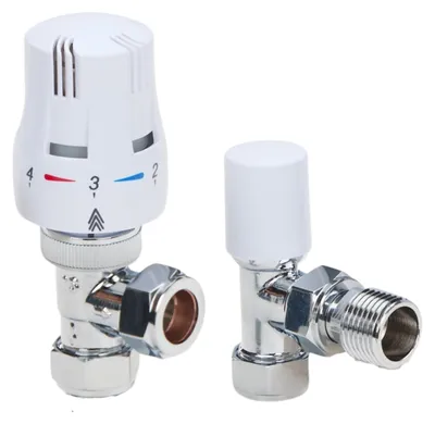 Immagine prodotto di Valvola termostatica per radiatori con termostato integrato, attacco 1/2", lunghezza 15 mm, colore bianco, per radiatori
