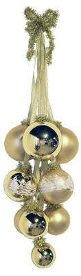 Produktbild von Krebs Glas Lauscha Glaskugel Gehänge 10-teilig - Winterwald Gold - Deko für Tür, Fenster und Wand - ca. 5-8cm - 24398