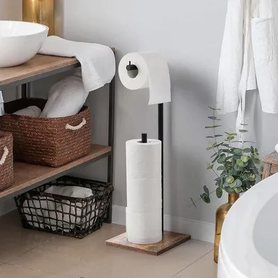 Produktbild von Toilettenschrank Holzbasis mit Reserve Badewannenpapierhalter