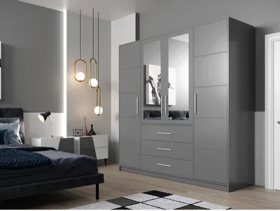 Produktbild von Šatníková skriňa 196 cm so zrkadlom OFELIA D4 - grafit
