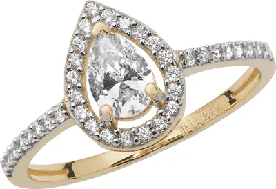 Produktbild von Wunderschöner 9 Karat (375) Gold Solitär Verlobung Damen - Ring mit Zirkonia (synth.), 57 (18.1); TRS17034RSP