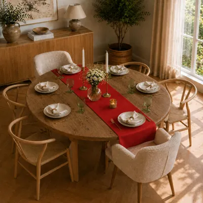 Produktbild von Tischläufer 40 x 150 cm für Küche & Esstisch in Dunkelrot