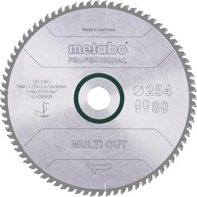 Zdjęcie produktu dla Piła tarczowa METABO Multi Cut HW/CT 254x30 mm, 80 Zębów, Do drewna i MDF