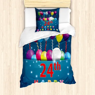 Produktbild von ABAKUHAUS 24. Geburtstag Mantele, 24. Geburtstags-Party, Milbensicher Allergiker geeignet mit Kissenbezügen, 135 cm x 200 cm - 80 x 80 cm, Mehrfarbig