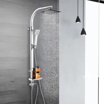 Produktbild von Edelstahl Duschsäule mit Duschkopf und Regal