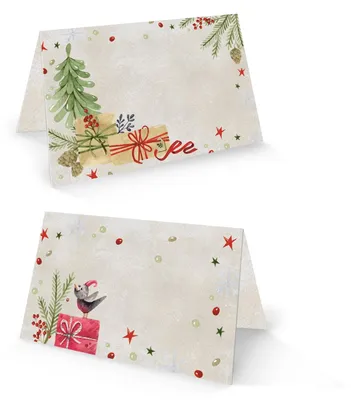 Produktbild von Tischkärtchen Weihnachtsfeier 25 Stück rot grün beige zum Beschriften