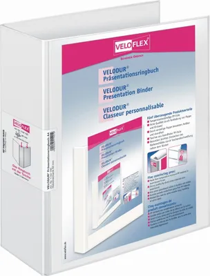 Produktbild von Präsentationsringordner A4 Velodur 2 Ringe 60mm weiß Packung mit 10 Stück