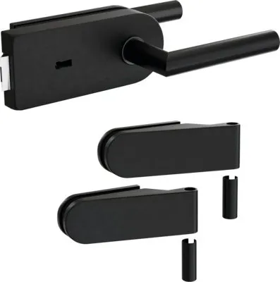 Produktbild von Pertura Glastürbeschlag Jonte Studio BB Schwarz inkl. 2 Rahmenteile für Holzzargen