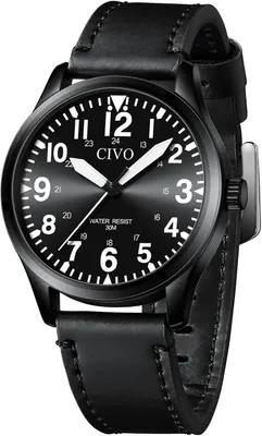 Produktbild von Herrenuhr, wasserdicht, analog, Quarz, große Ziffern, Leuchtzeiger, Militär-, Sport- und Outdoor-Stil, gut ablesbar, Geschenk