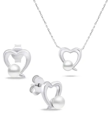 Immagine prodotto di Set romantico di gioielli in argento con perle SET234W (orecchini, collana)