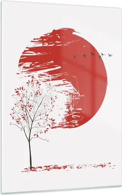 Produktbild von Bilder auf glas - Einteilig - Japan Blume Kirschen - 50x70cm - Glasbilder - Wandbilder - Bilder - zum Aufhängen bereit - Wanddekoration aus Glas - Glas Bilder - Wandbild auf Glas - GPA50x70-5063