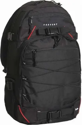 Produktbild von Forvert Rucksack Louis, Schwarz, OS, 100% Polyester, Boardcatcher, gepolstertes Rückenteil, verstellbarer Brust- und Hüftgurt, fleecegefüttert, Netztaschen für Wasserflaschen, Schule, Uni, Street, Sport, Skate