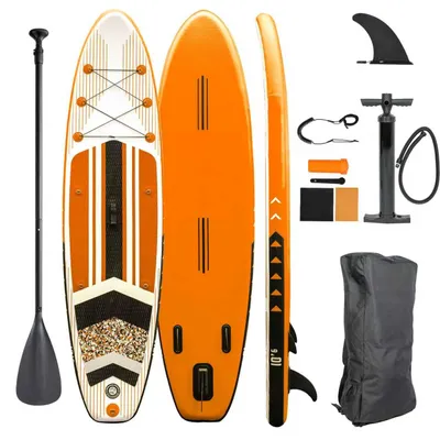Immagine prodotto di Tavola da stand up paddle e4fun, arancione, 320 x 81 x 15 cm, gonfiabile, con pagaia, pompa, zaino e kit di riparazione