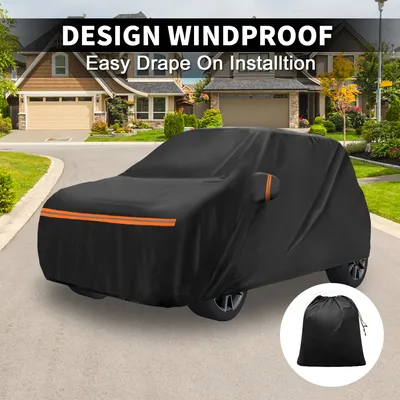Image de Housse De Voiture Pour Mini Cooper 2013-2024 Peva Spunlace Coton ExtšŠrieur Housse Voiture Complššte Tout Temps ImpermšŠable Coupe-Vent Protection Solaire Pluie Neige Fermeture Noir