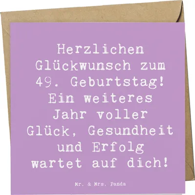 Produktbild von Mr. & Mrs. Panda Grußkarte Spruch 49. Geburtstag - Lavendeltraum - Geschenk, anlasskarte, Happy Birthday, faltkarte, Glückwunschkarte, besondere Anlaesse, Freude schenken
