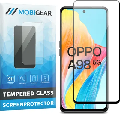 Produktbild von Mobigear Premium OPPO A98 Panzerglas Gehärtetes Glas Displayschutz - Hüllenfreundlich - Schwarz
