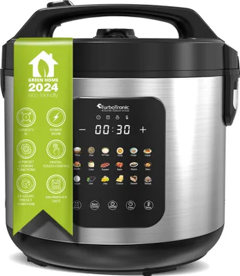 Produktbild von TurboTronic Multikocher DMC18 neues 2024 Modell 5L mit Schongarer 860W Elektrisch, Dampfgarer, Reiskocher, Slow Cooker & 18 Programme, Milchreis, Multivarka Silber