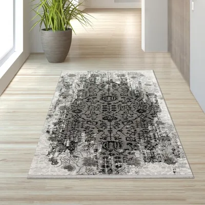 Immagine prodotto di Tappeto da salotto con motivi orientali, grigio, dimensioni: 80 x 150 cm
