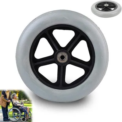 Produktbild von Famanu Vorderrad für Rollstuhl - Antirutsch Gummi - 6 Zoll - Grau