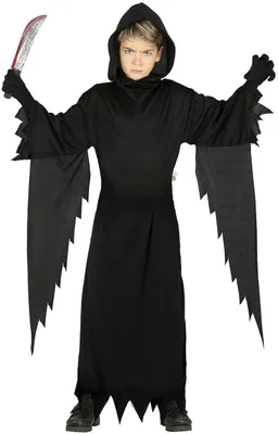 Produktbild von Halloween Schattengewand Dunkler Reaper Gruselkapuze Unheimliche Gestalt Spukiges Kostüm Todessichel Geisterhafte Dunkelheit Nachtkreatur Halloween-Abenteuer Schwarz Verborgene Mystik Halloweenzeit Schauriges Outfit, Größe: 98/104 Farbe: Schwarz