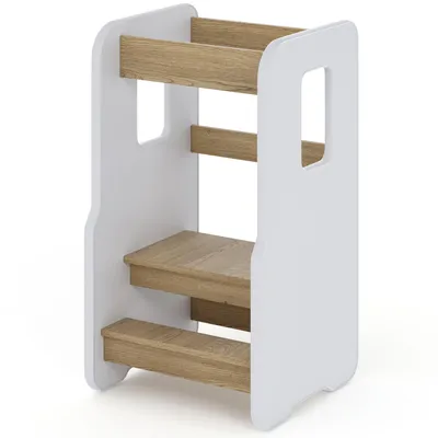 Produktbild von ComfortCove Kitchen Helper Lernstuhl Tritthocker Weiß Eiche Torro bis 60 kg